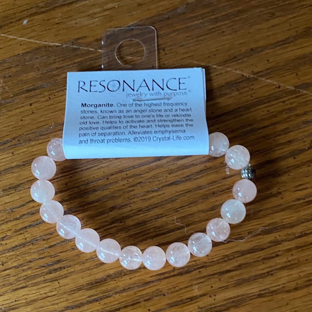 Morganite Beaded Stretch Bracelet - Soft Pink